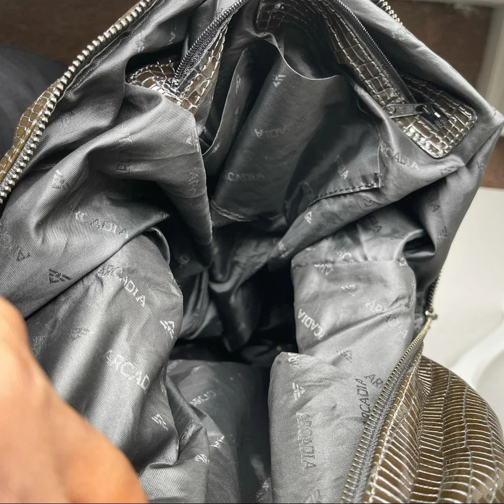 Arcadia | Dark Brown Embossed Snakeskin Bag - Picture 6 of 8